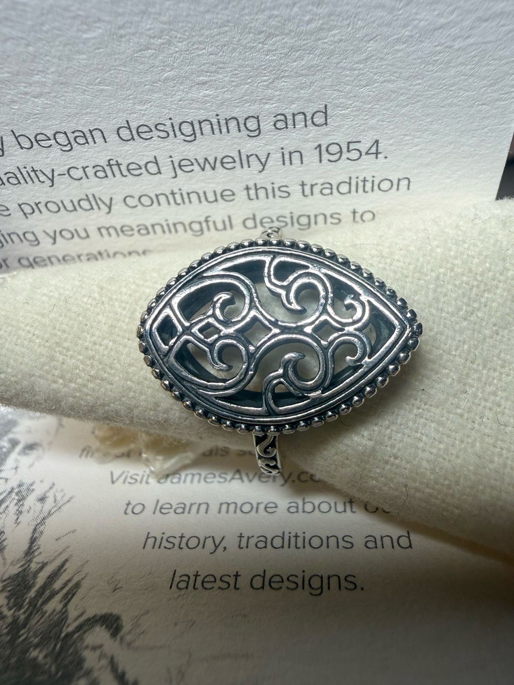 James Avery Silver Filigree Marquise Ring